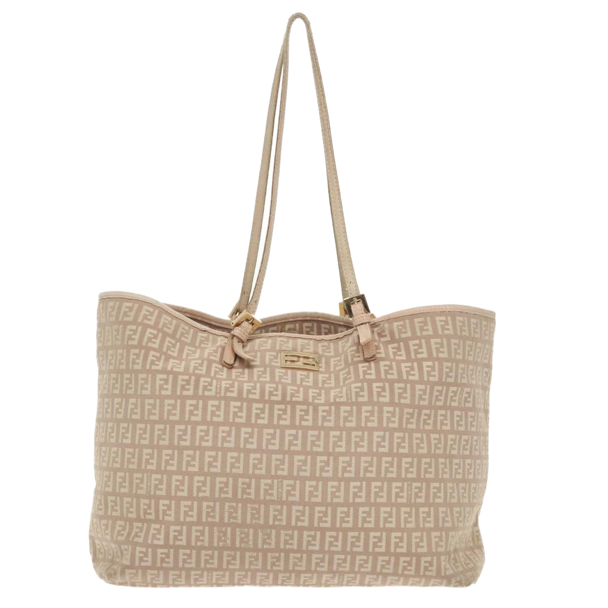 FENDI Zucchino Canvas Tote Bag Nylon Beige Gold bs19443