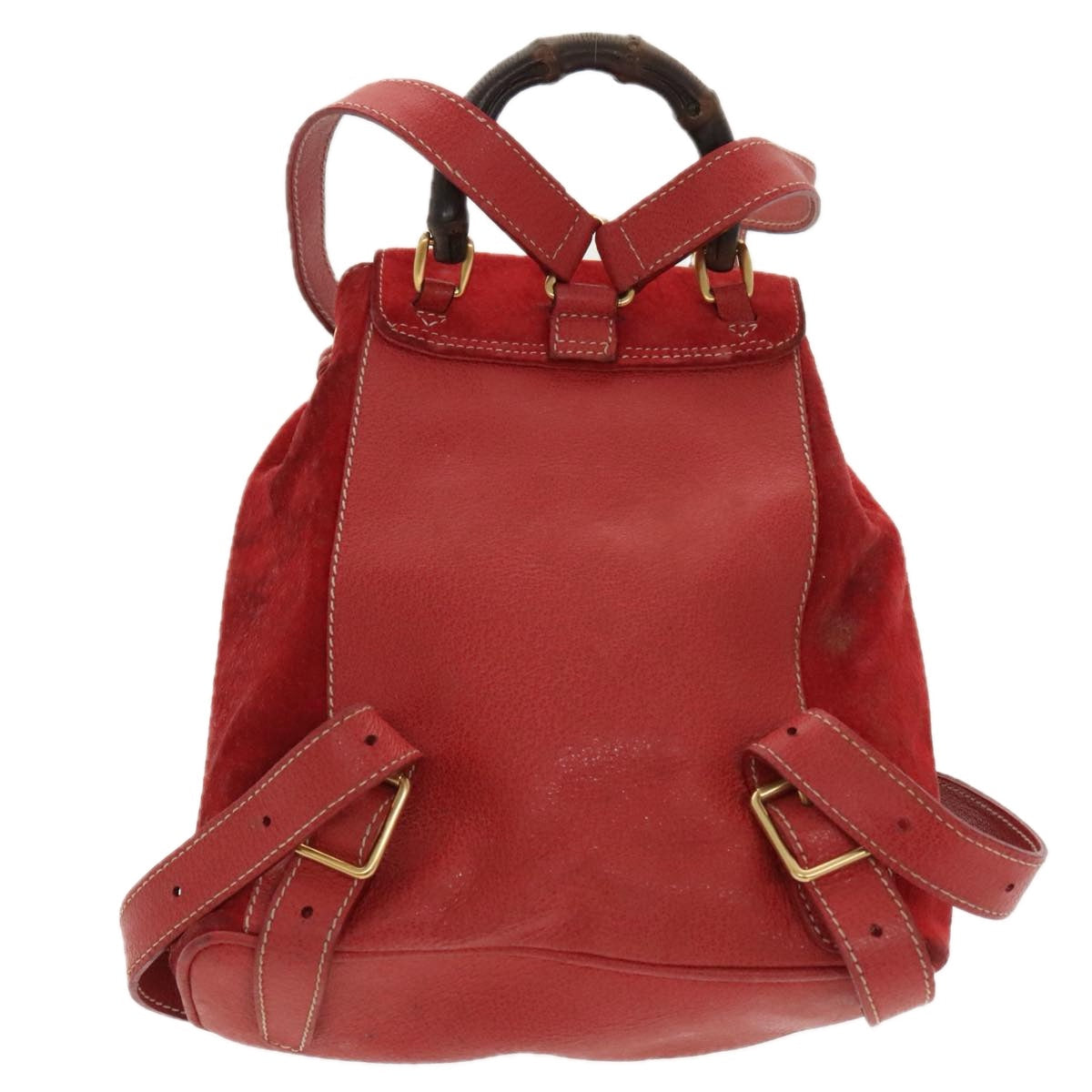GUCCI Bamboo Backpack Suede Red Gold 003 58 0030 bs19461
