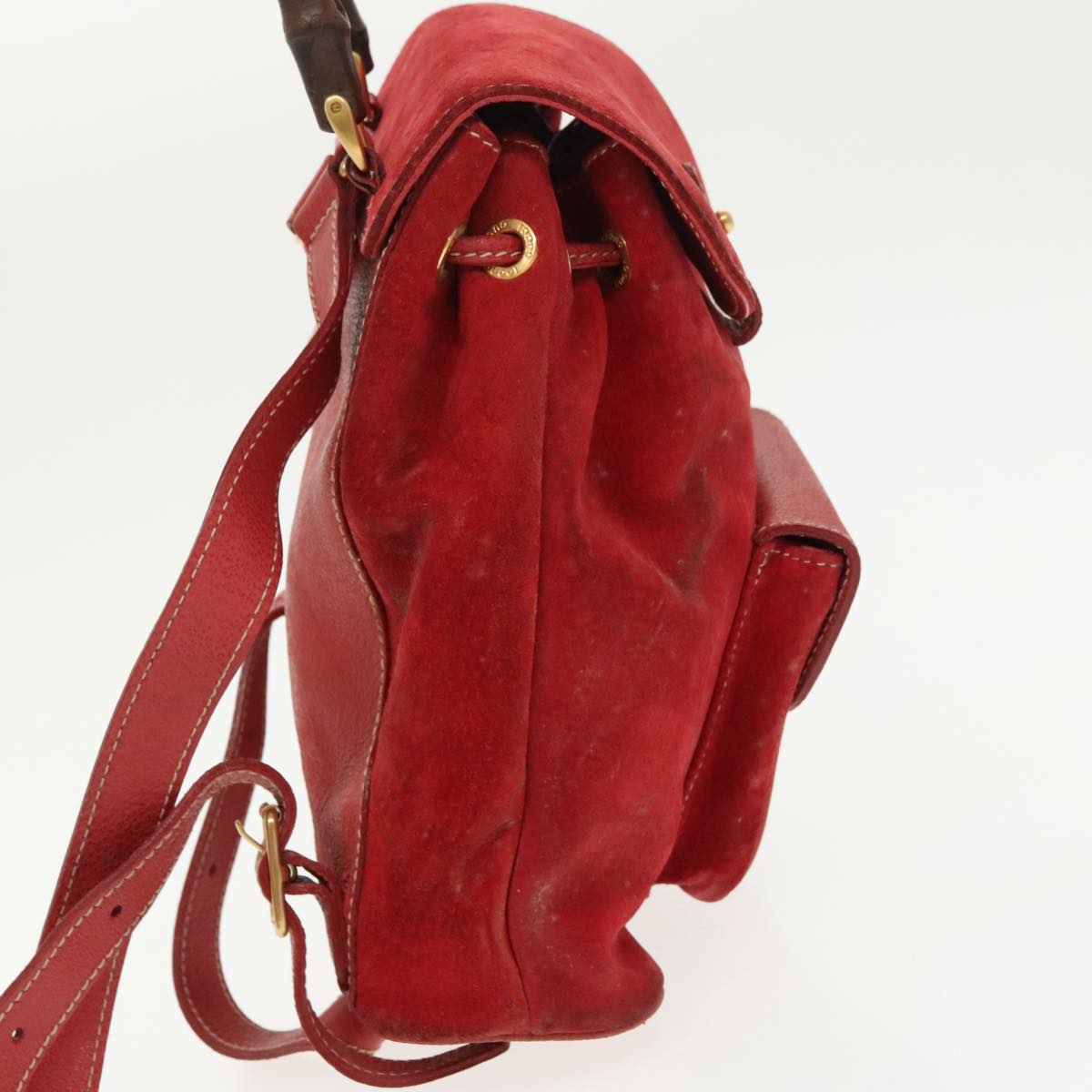GUCCI Bamboo Backpack Suede Red Gold 003 58 0030 bs19461