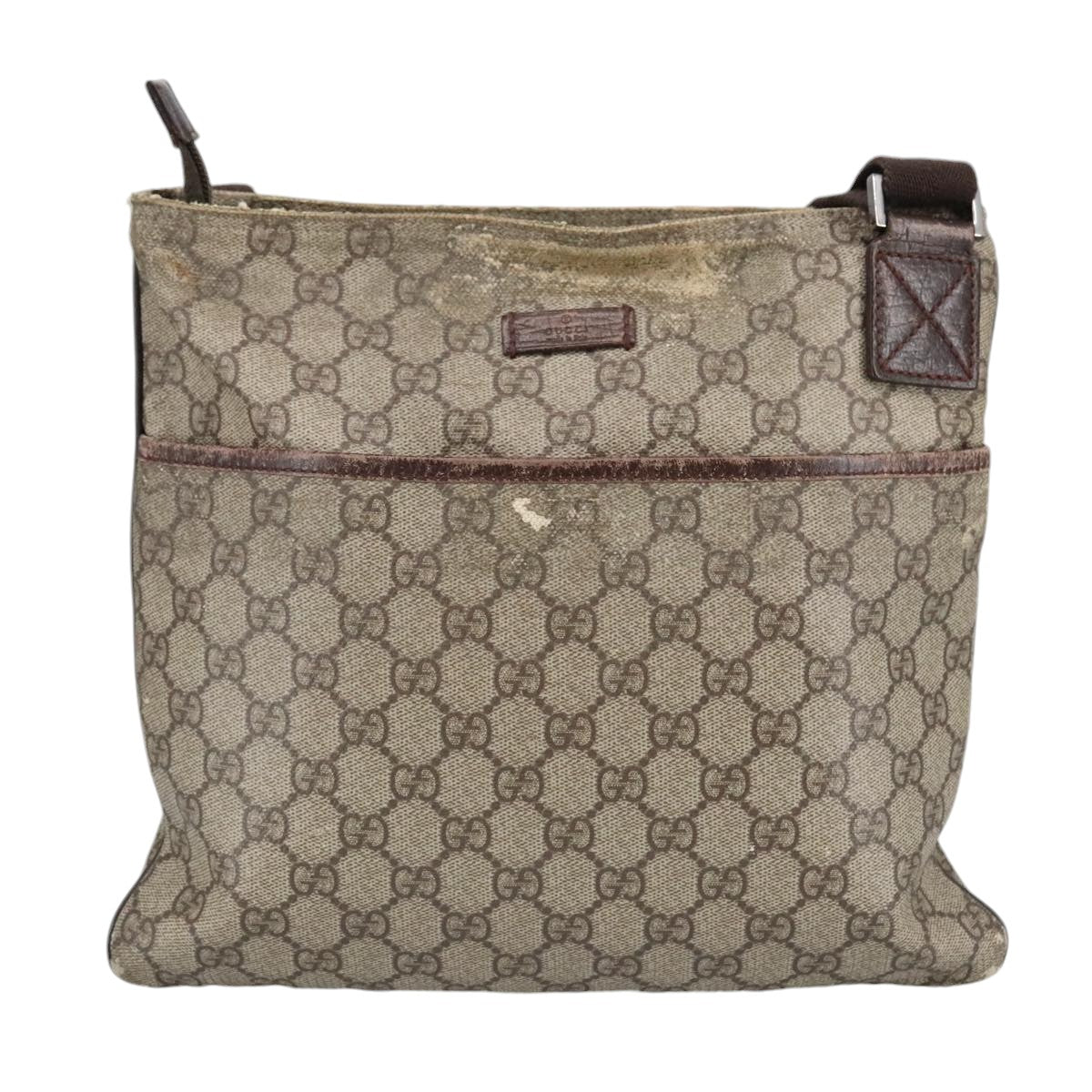 GUCCI GG Supreme Shoulder Bag PVC Beige 141626 bs19483
