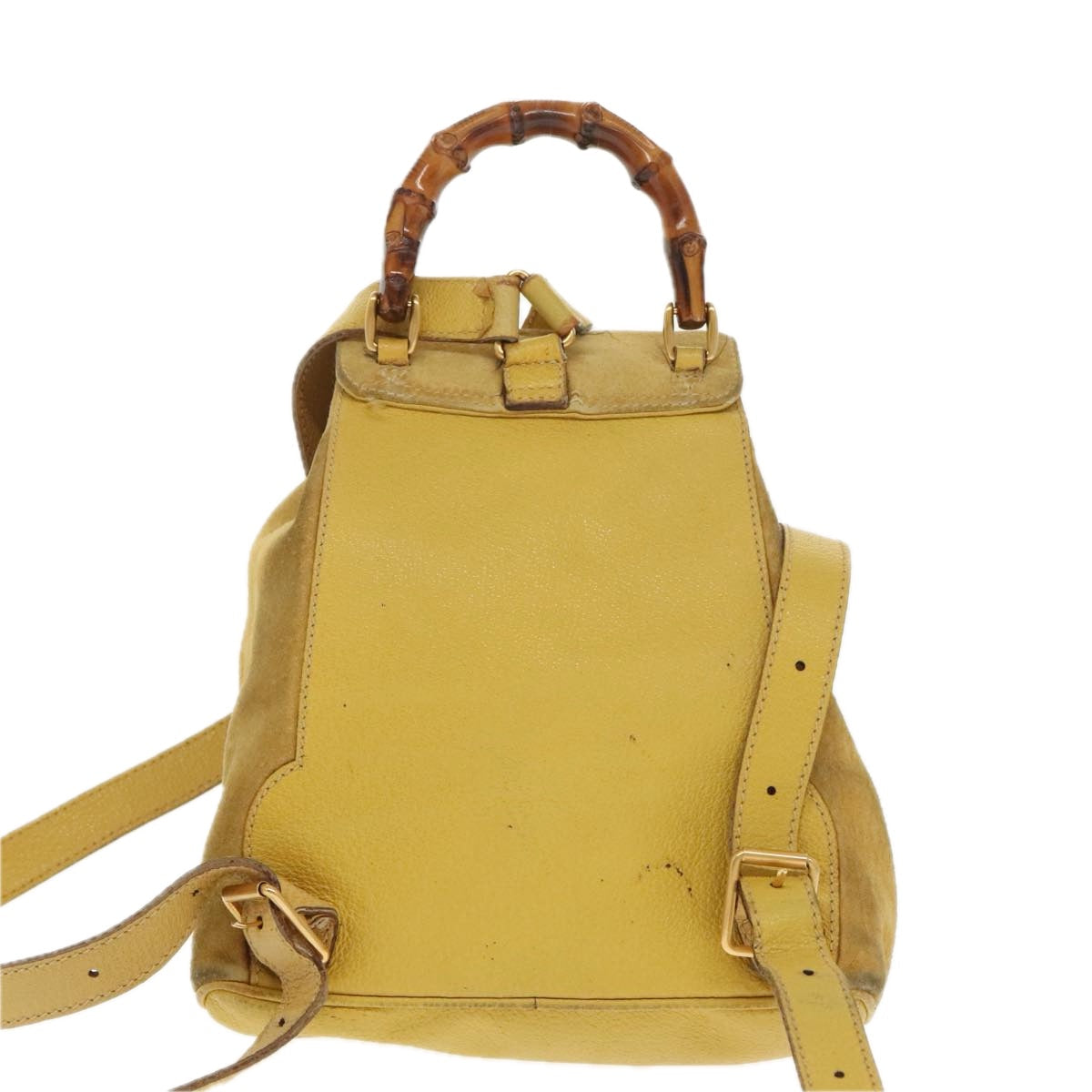 GUCCI Bamboo Backpack Suede Leather Yellow Gold 003 2058 0030 bs19589