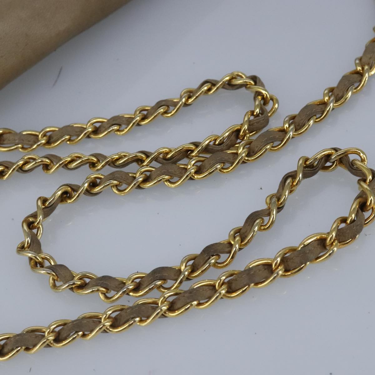 CHANEL Chain Shoulder Bag Lamb Skin Beige Gold CC bs19652