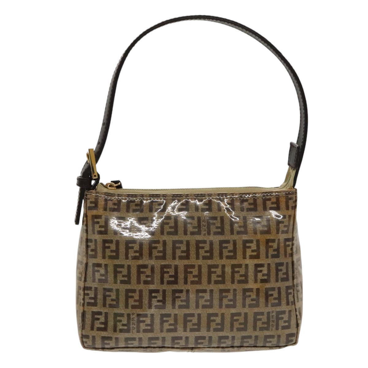 FENDI Zucchino Canvas Hand Bag Gold Brown bs19698