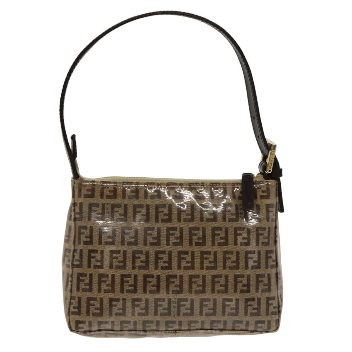 FENDI Zucchino Canvas Hand Bag Gold Brown bs19698