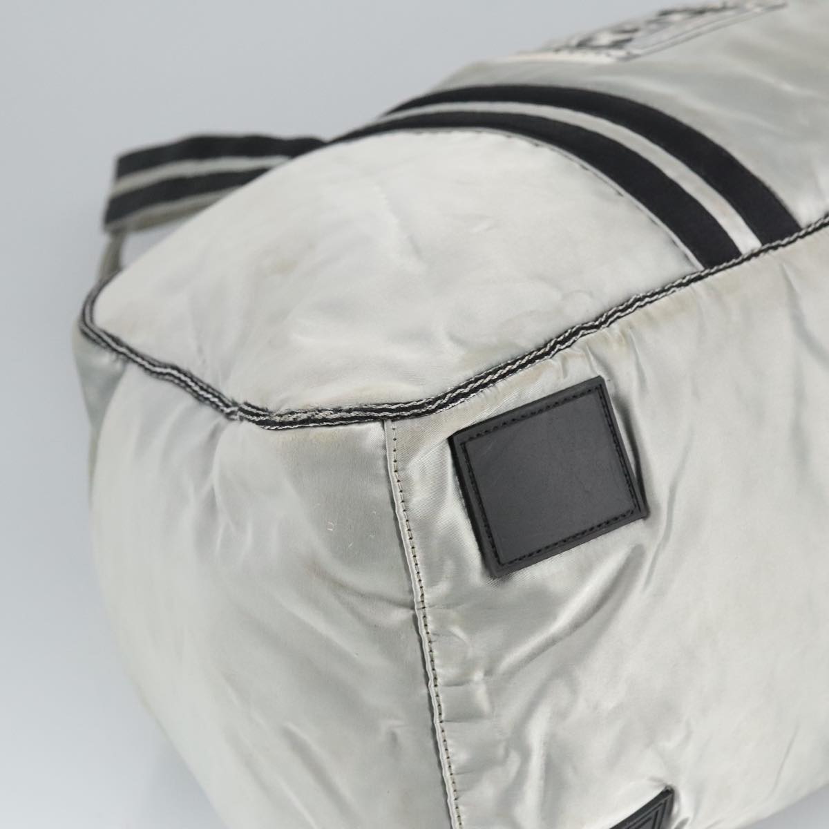CHANEL Sports Boston Bag Canvas Silver Black CC bs19744