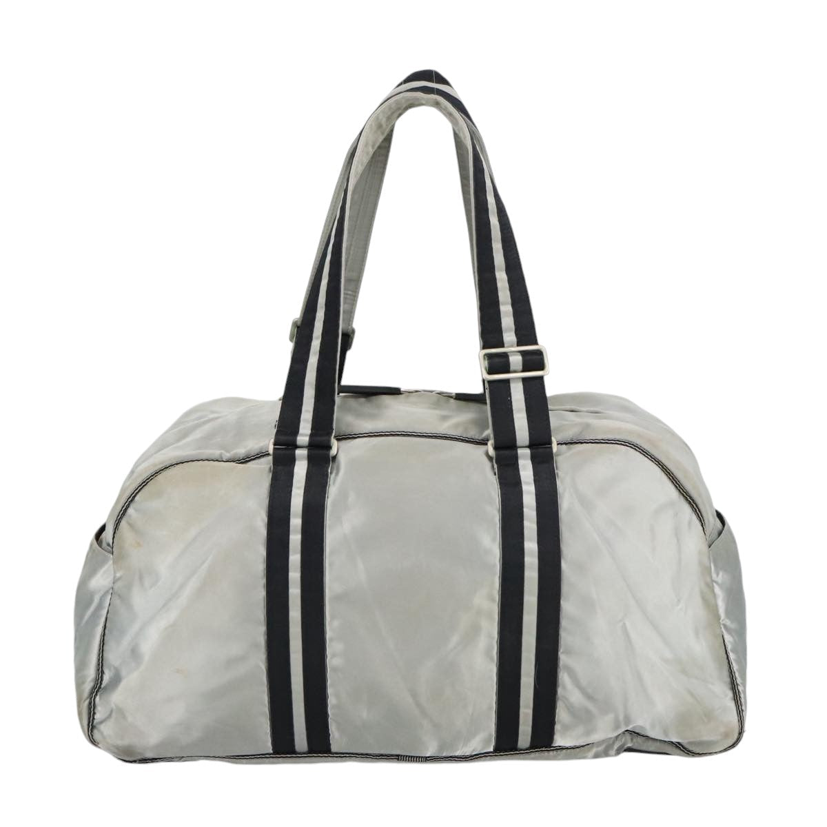 CHANEL Sports Boston Bag Canvas Silver Black CC bs19744