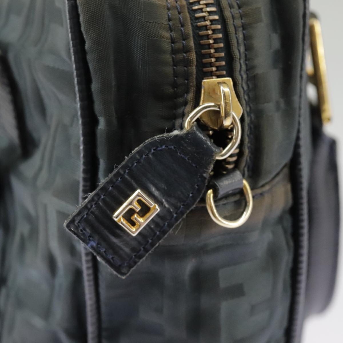 FENDI Zucca Canvas Hand Bag 2way Navy Gold bs19759