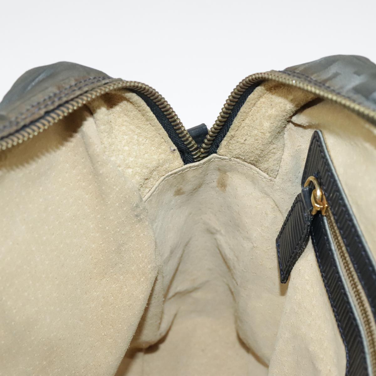 FENDI Zucca Canvas Hand Bag 2way Navy Gold bs19759