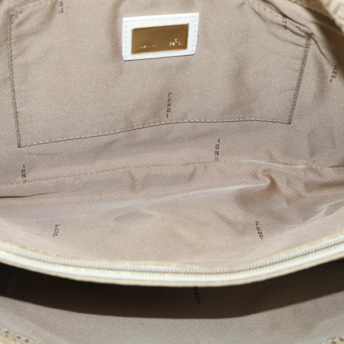 FENDI Zucchino Canvas Shoulder Bag Beige bs1980