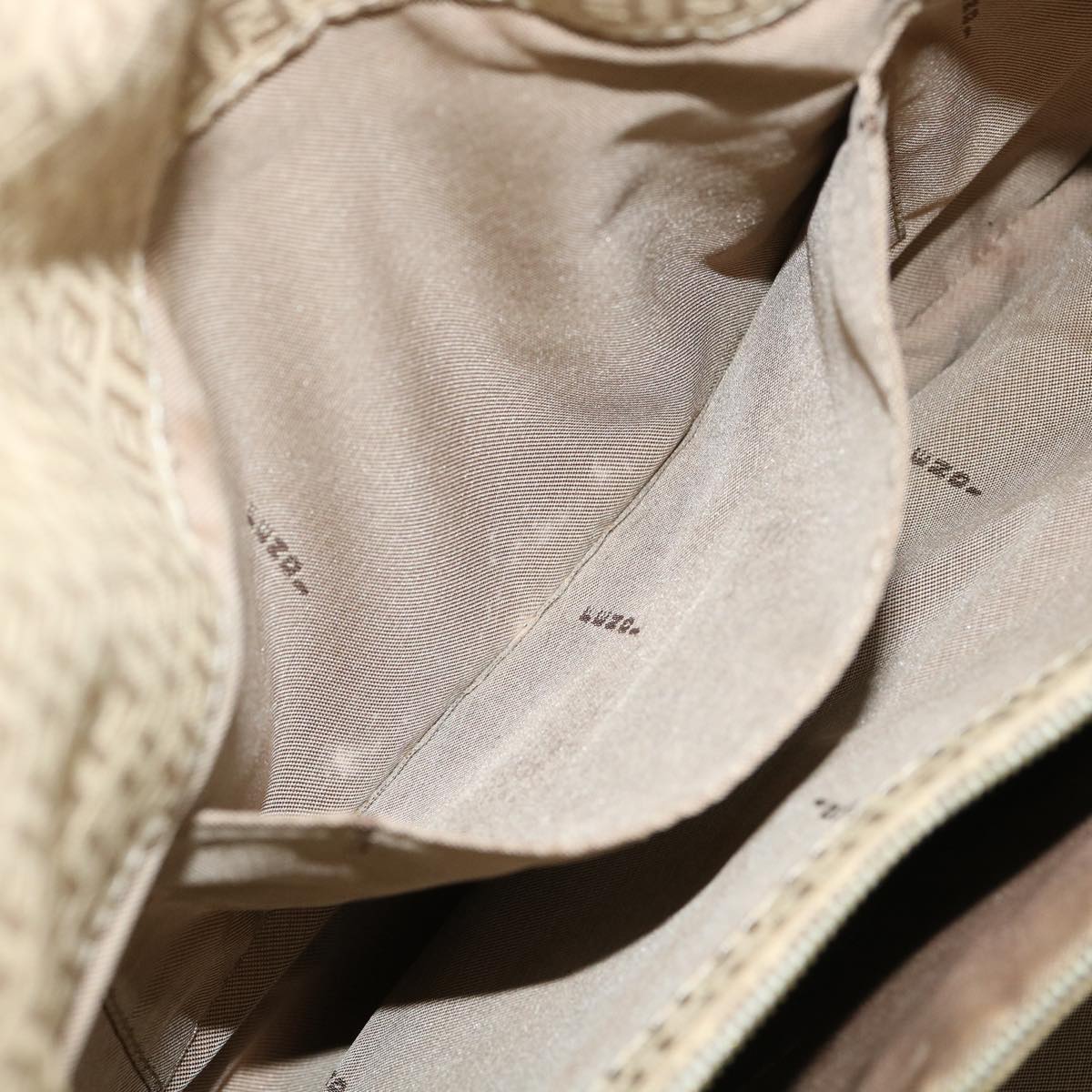 FENDI Zucchino Canvas Shoulder Bag Beige bs1980