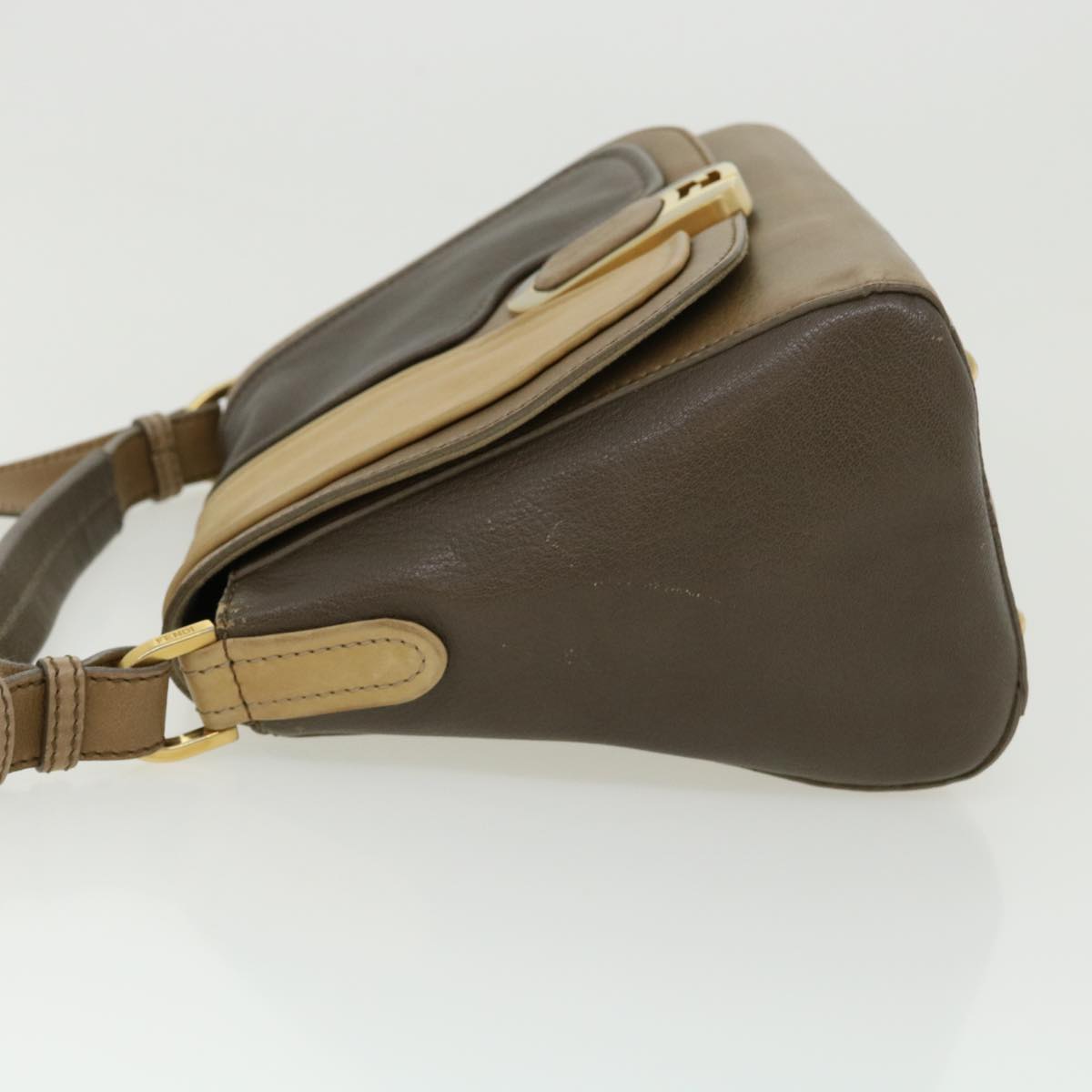 FENDI Shoulder Bag Leather 2way Brown bs1981