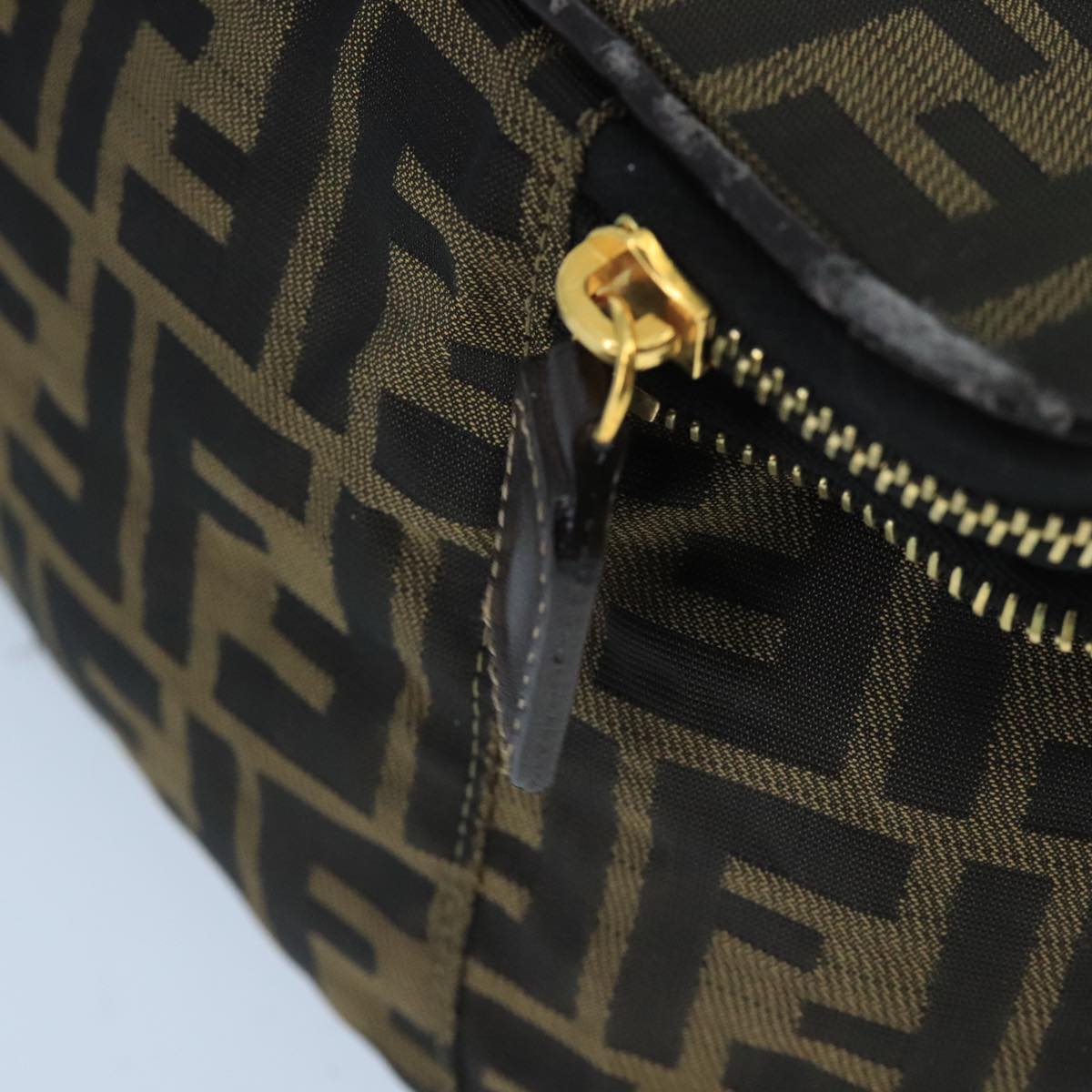 FENDI Zucca Canvas Vanity Pouch Brown Black gold bs19818
