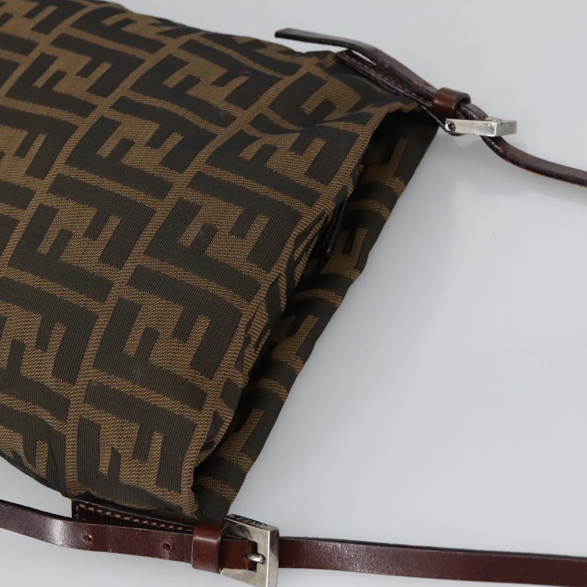 FENDI Zucca Canvas Hand Bag Brown Black Gold bs19819