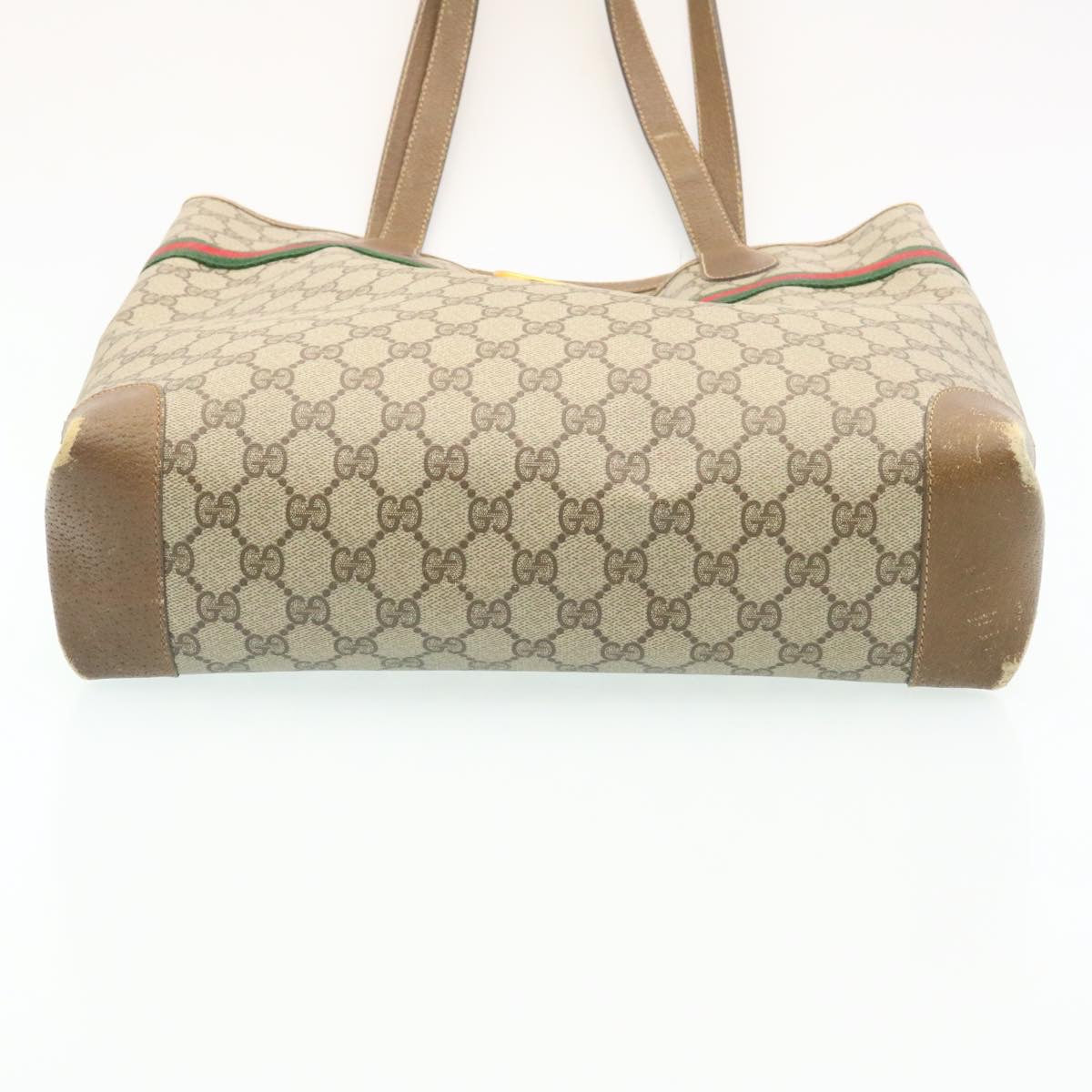 GUCCI Web Sherry Line GG Canvas Tote Bag Beige Red Green bs199