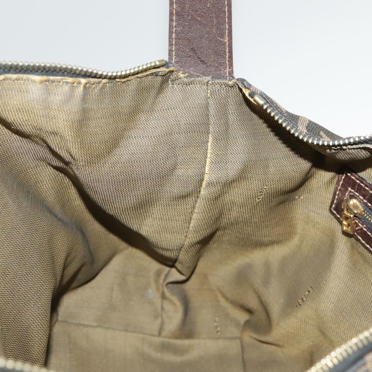 FENDI Zucca Canvas Hand Bag Brown Black Gold bs19936