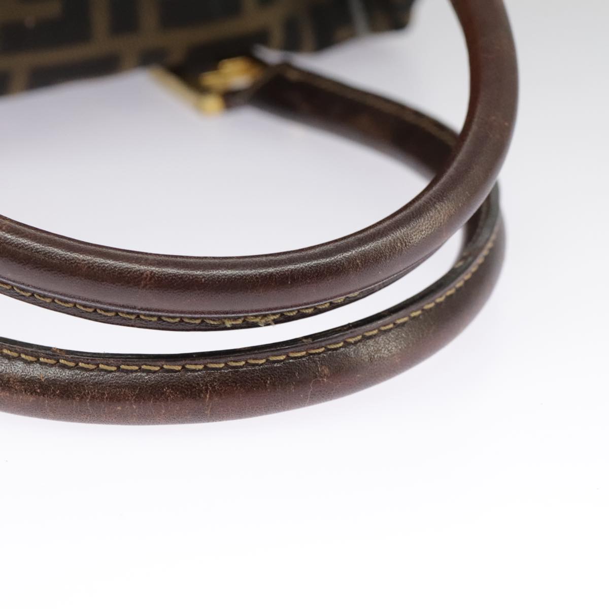FENDI Zucca Canvas Hand Bag Brown Black Gold bs19936