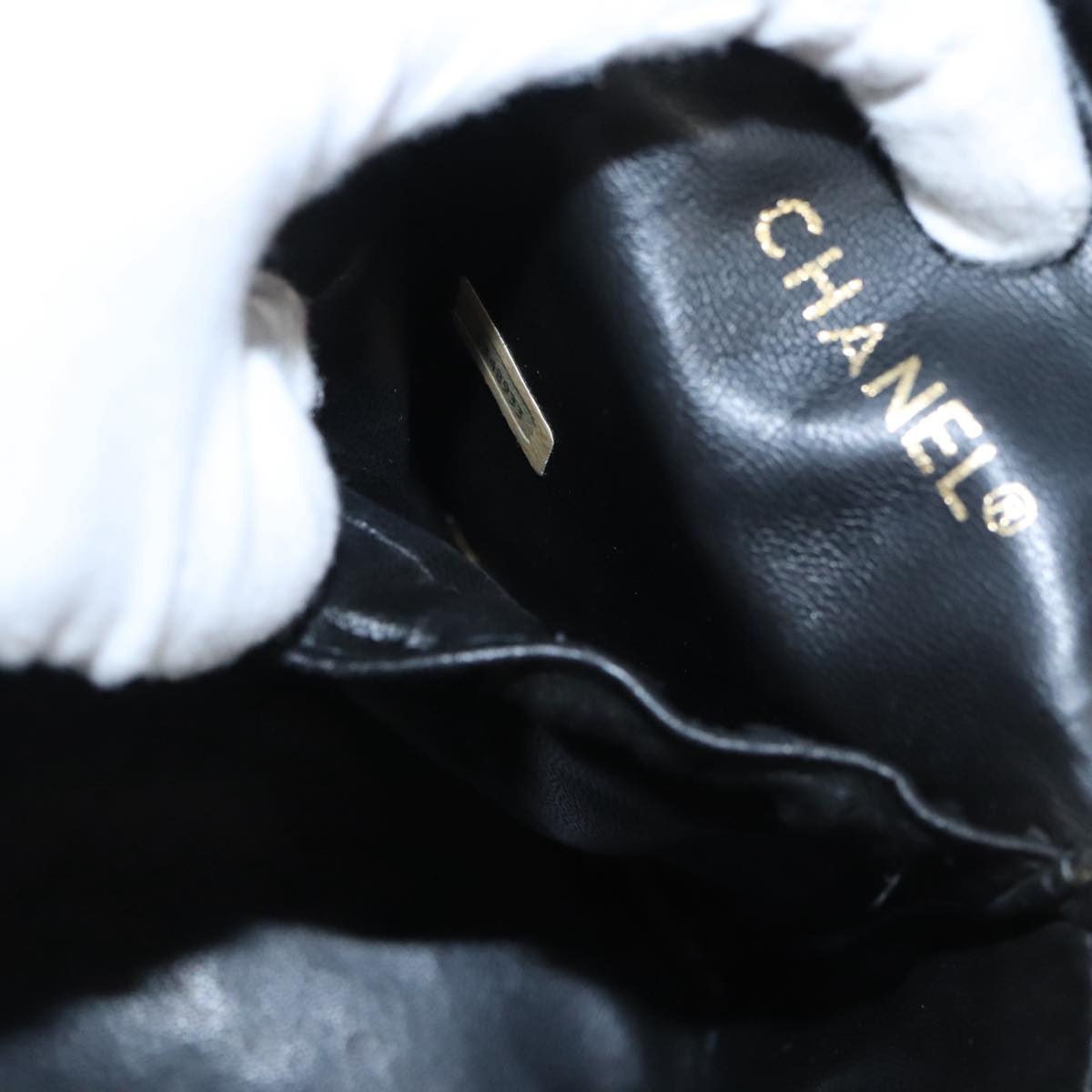 CHANEL Bicolore Vanity Cosmetic Pouch Canvas Leather Black Gold CC bs20025