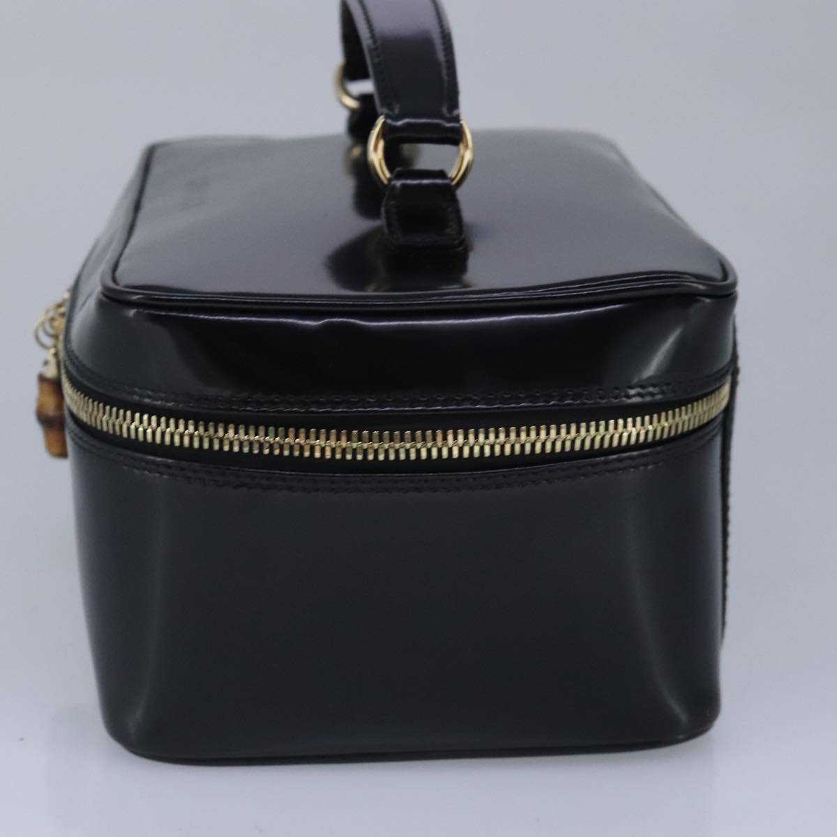 GUCCI Vanity Bamboo Pouch Enamel Black Gold 032 1956 0150 bs20067