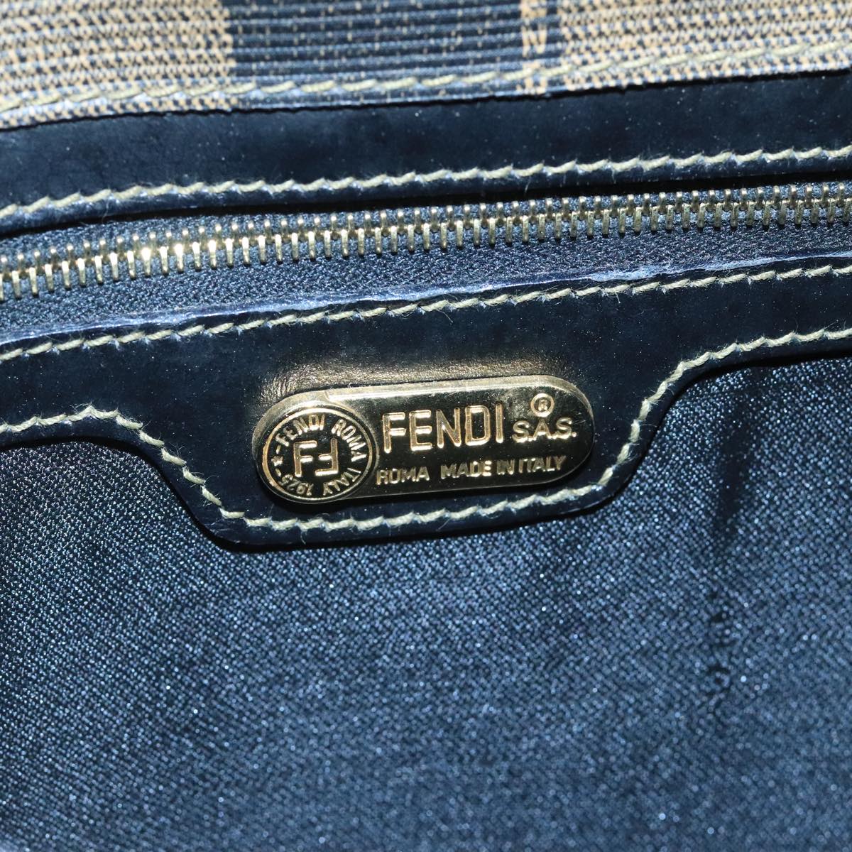 FENDI Pecan Canvas Shoulder Bag Brown Black bs20143