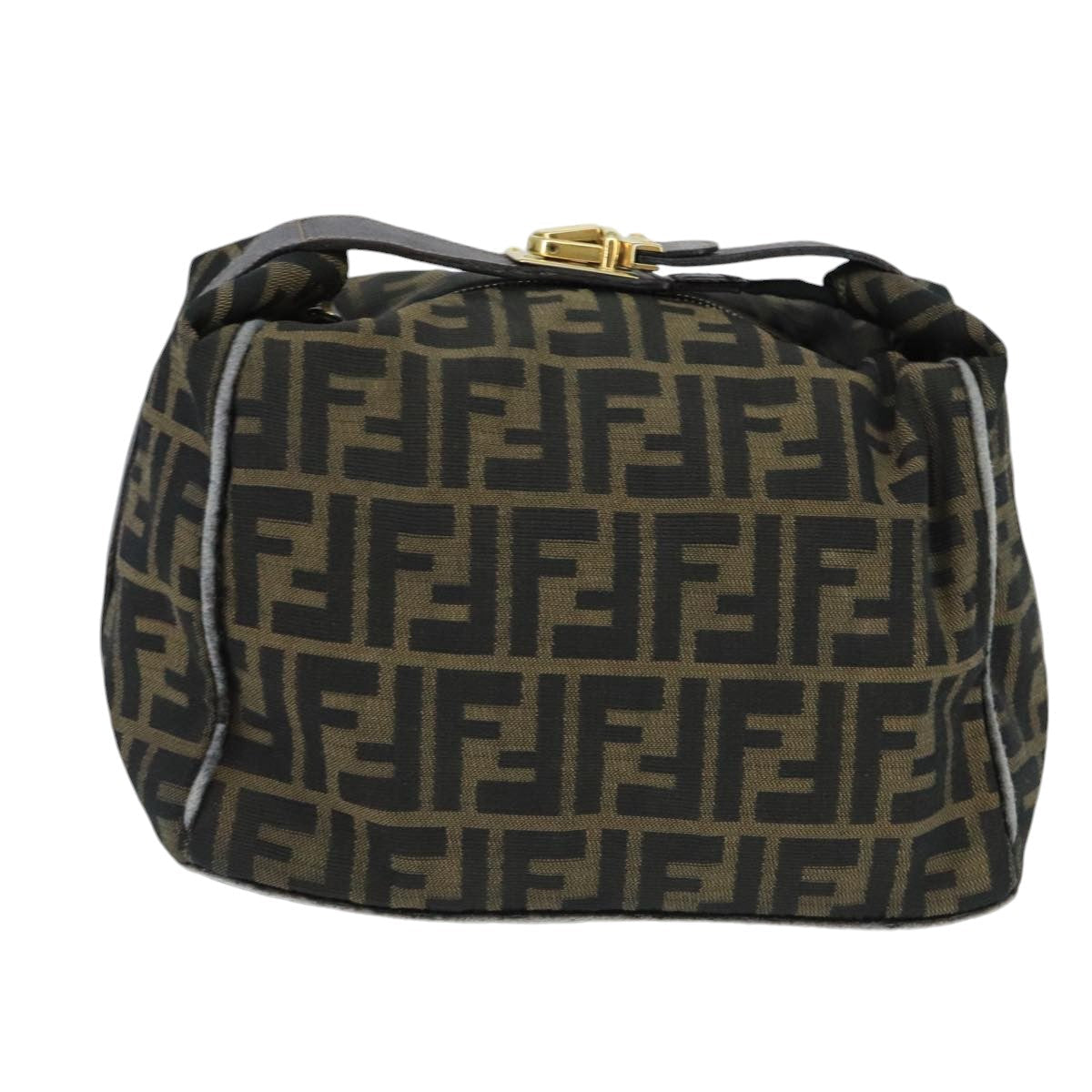 FENDI Zucca Canvas Hand Bag Brown Black gold bs20148