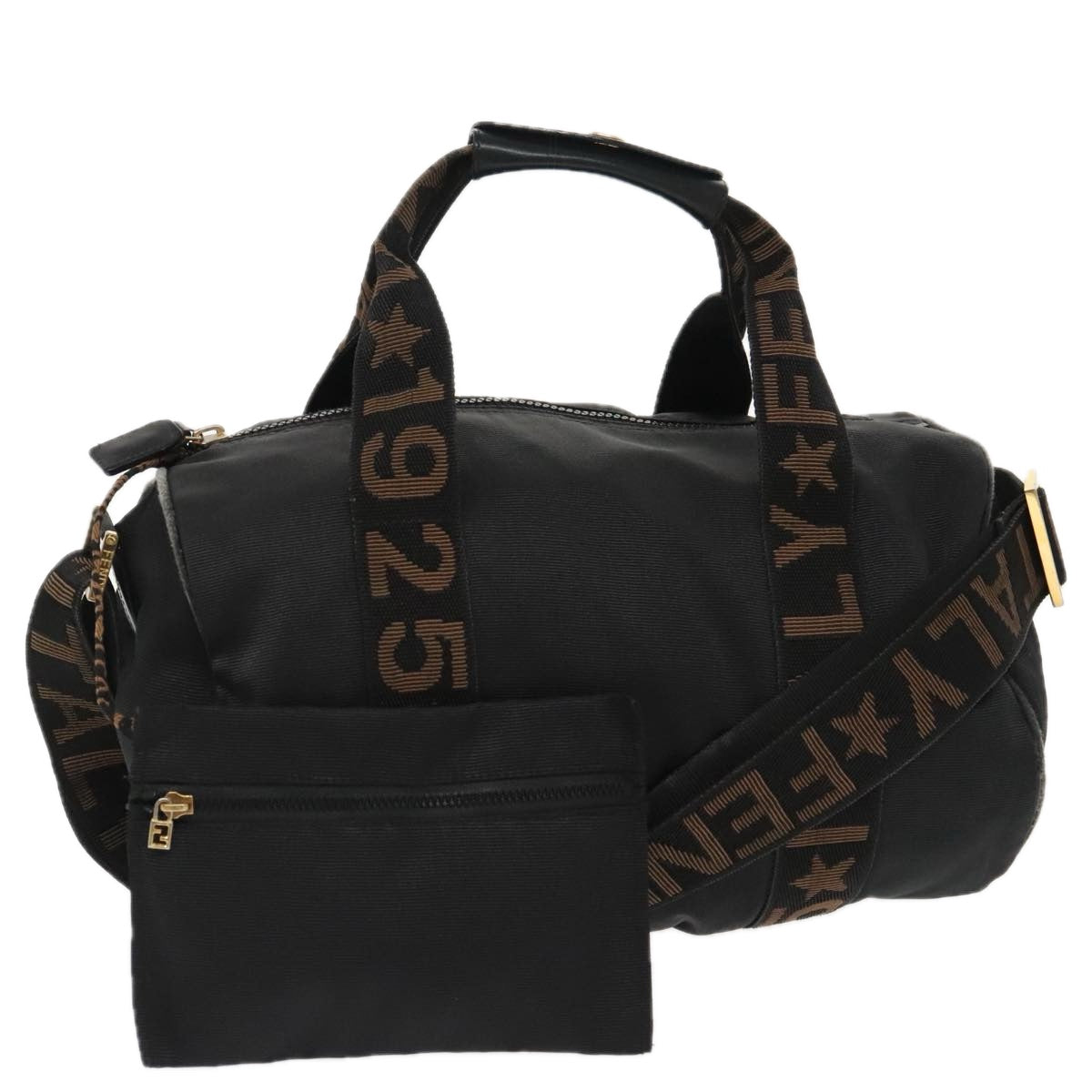 FENDI Mini Boston Bag Canvas Gold Black bs20190