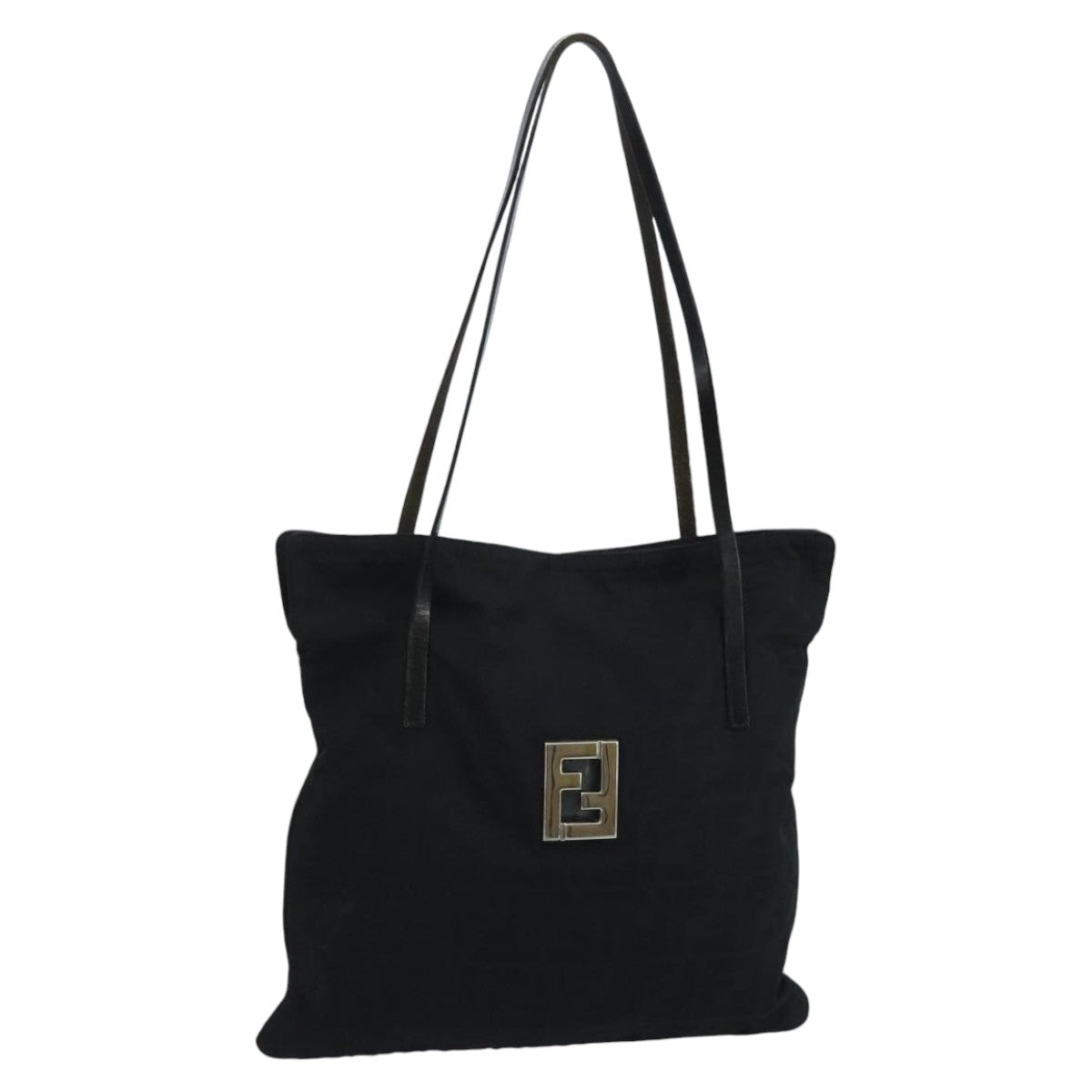 FENDI Zucca Canvas Tote Bag Nylon Leather Black Silver bs20292
