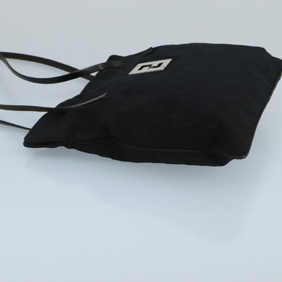 FENDI Zucca Canvas Tote Bag Nylon Leather Black Silver bs20292