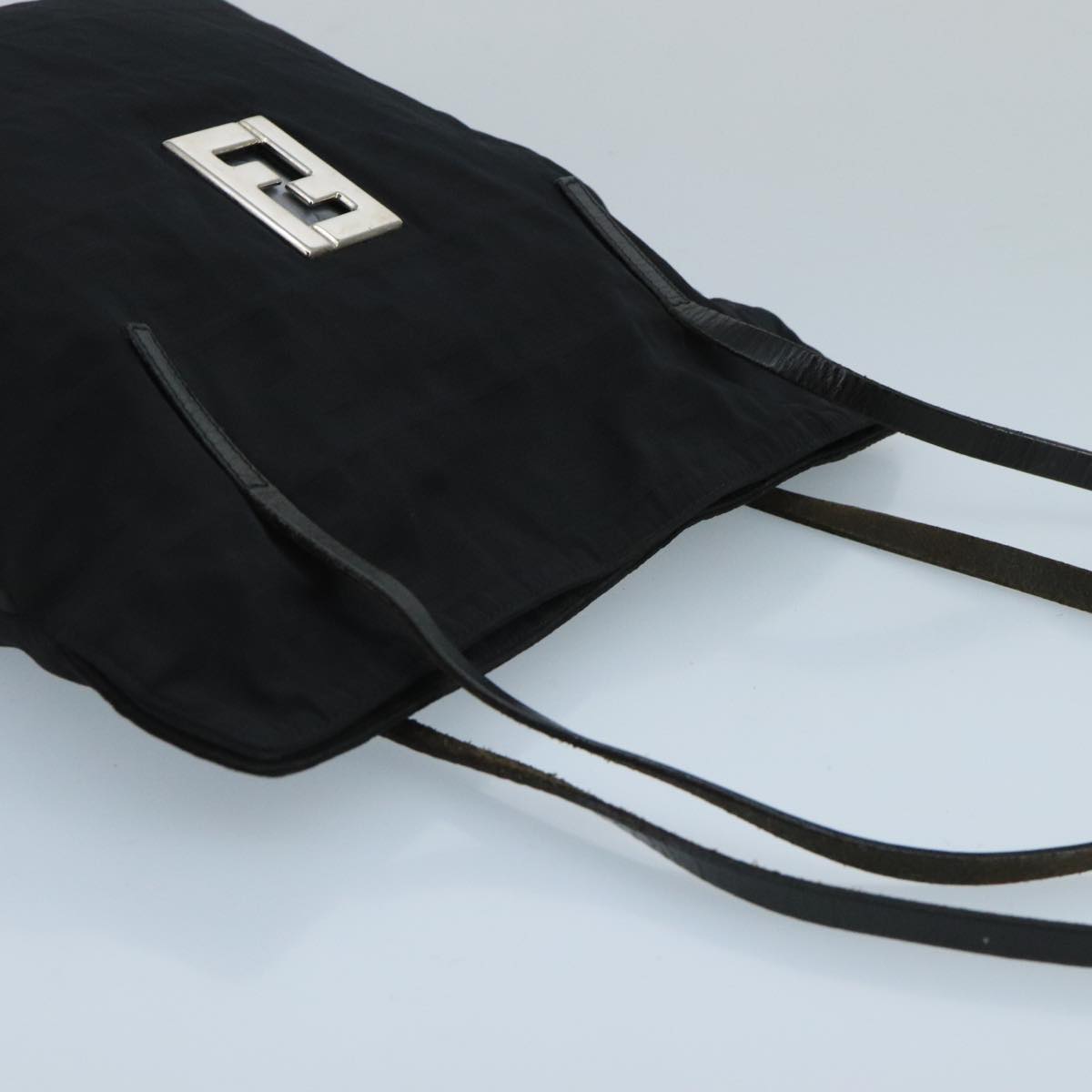 FENDI Zucca Canvas Tote Bag Nylon Leather Black Silver bs20292