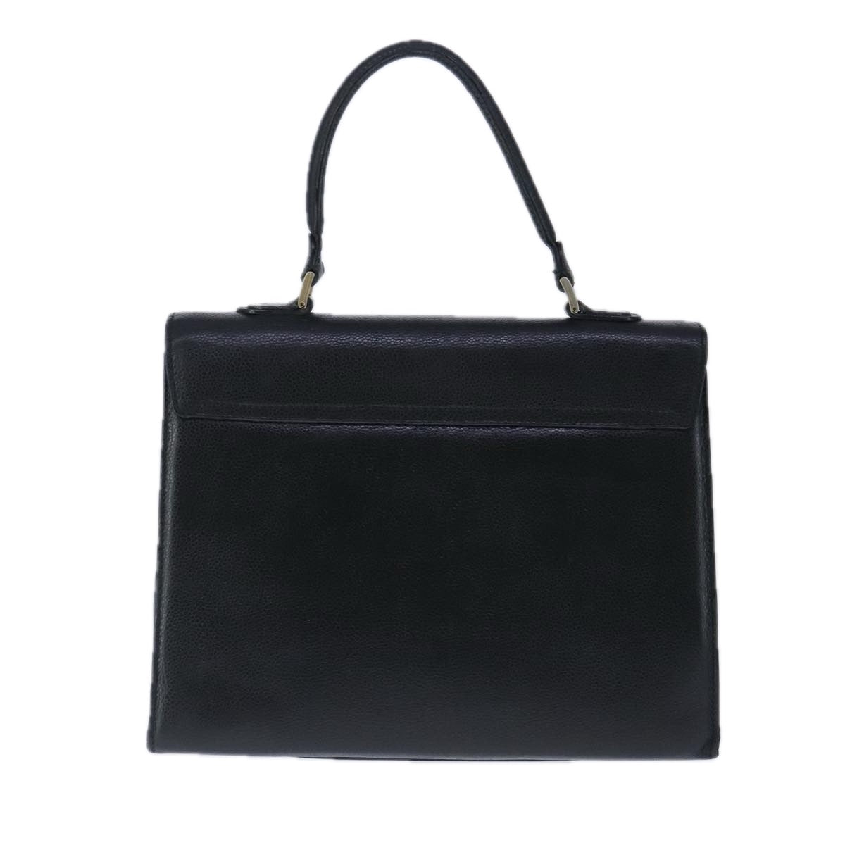 FENDI Hand Bag Leather Black Gold bs20329