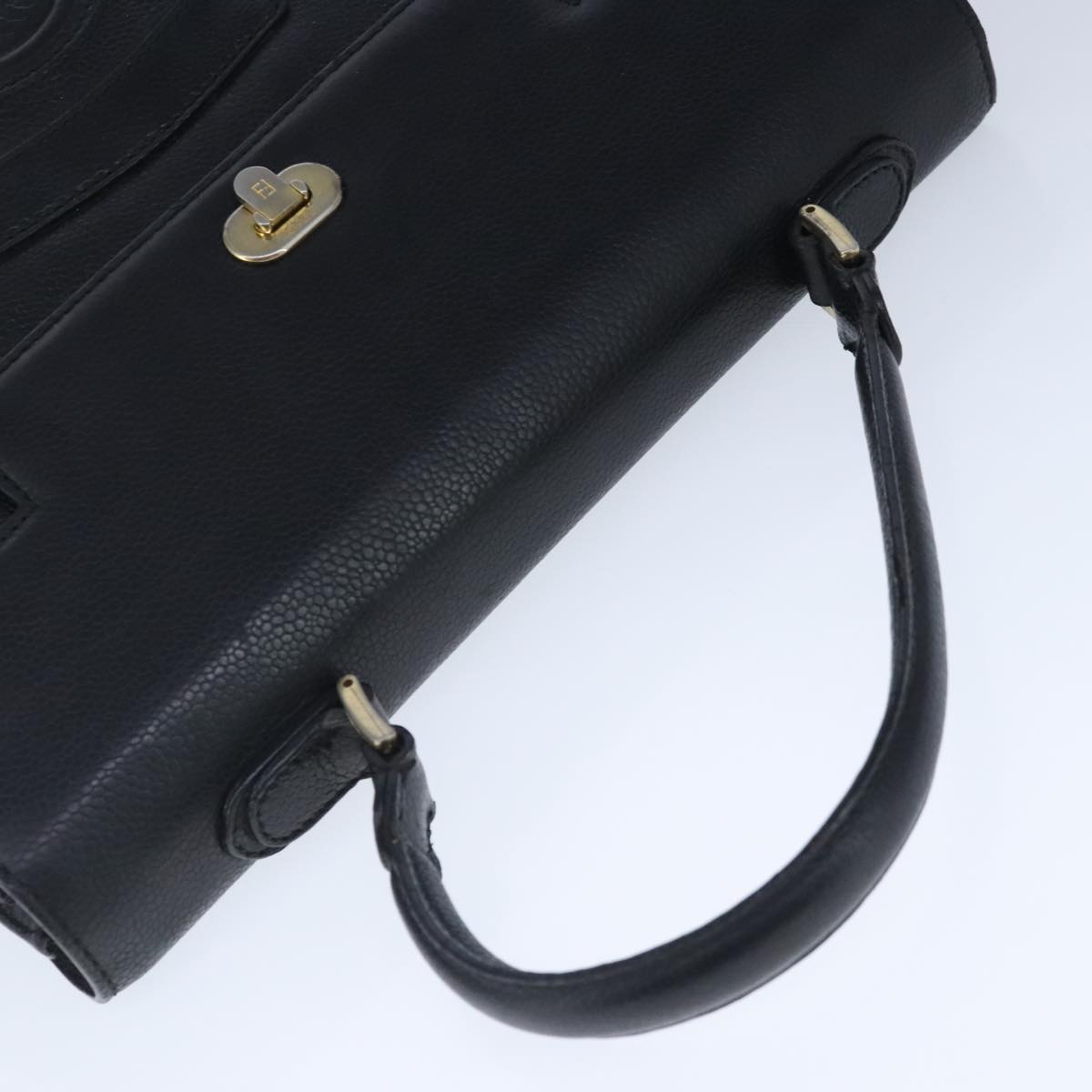 FENDI Hand Bag Leather Black Gold bs20329