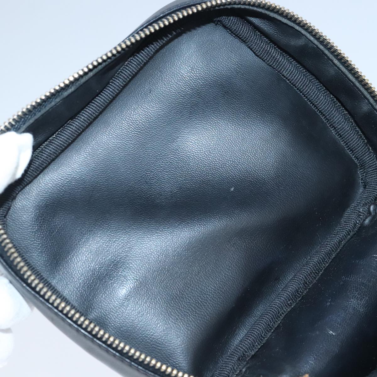 CHANEL Bicolore Vanity Cosmetic Pouch Leather Black Gold CC bs20395