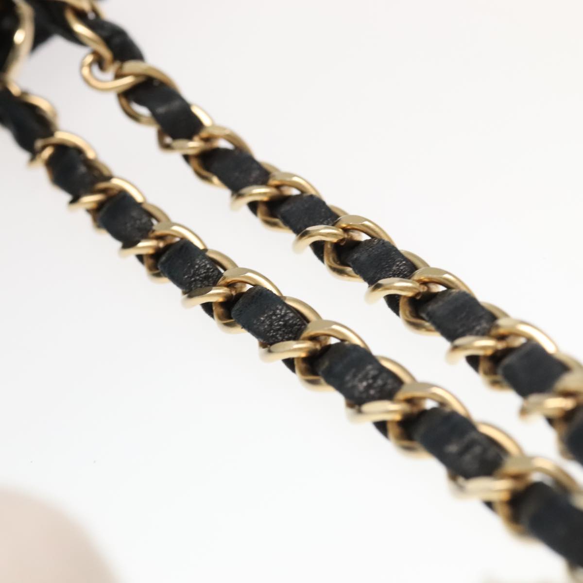 CHANEL Choco Bar Chain Hand Bag Cotton Black CC bs20540