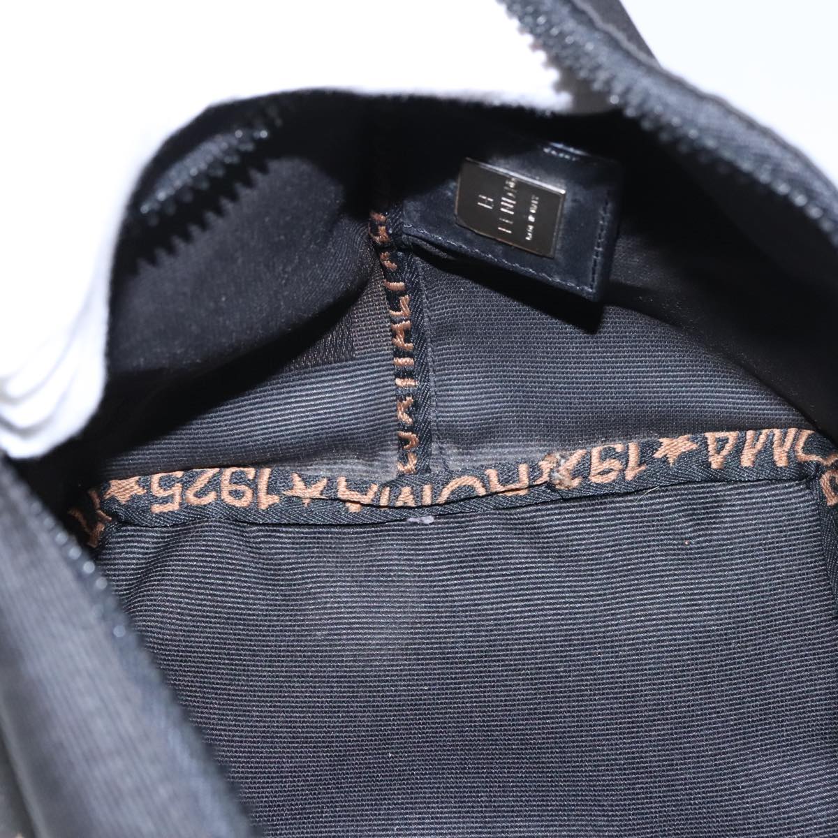 FENDI Hand Bag Nylon Black Brown Silver bs20578