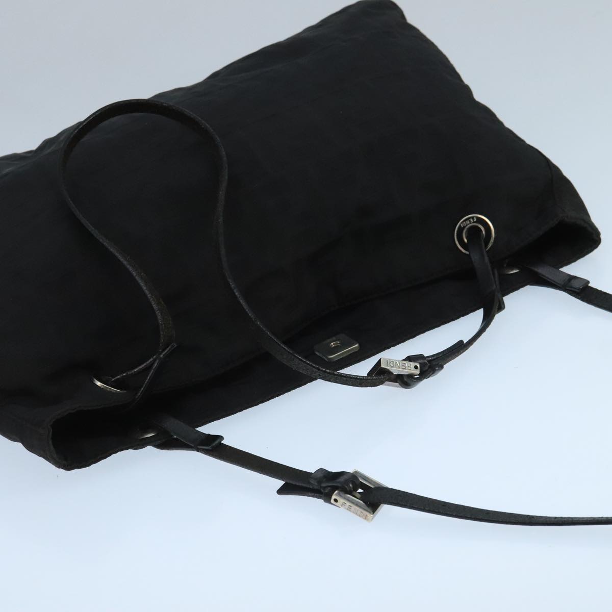FENDI Zucca Canvas Tote Bag Nylon Black Silver bs20581