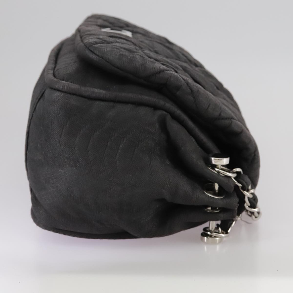 CHANEL Matelasse Chain Hand Bag Coated Canvas Black Silver CC bs20902