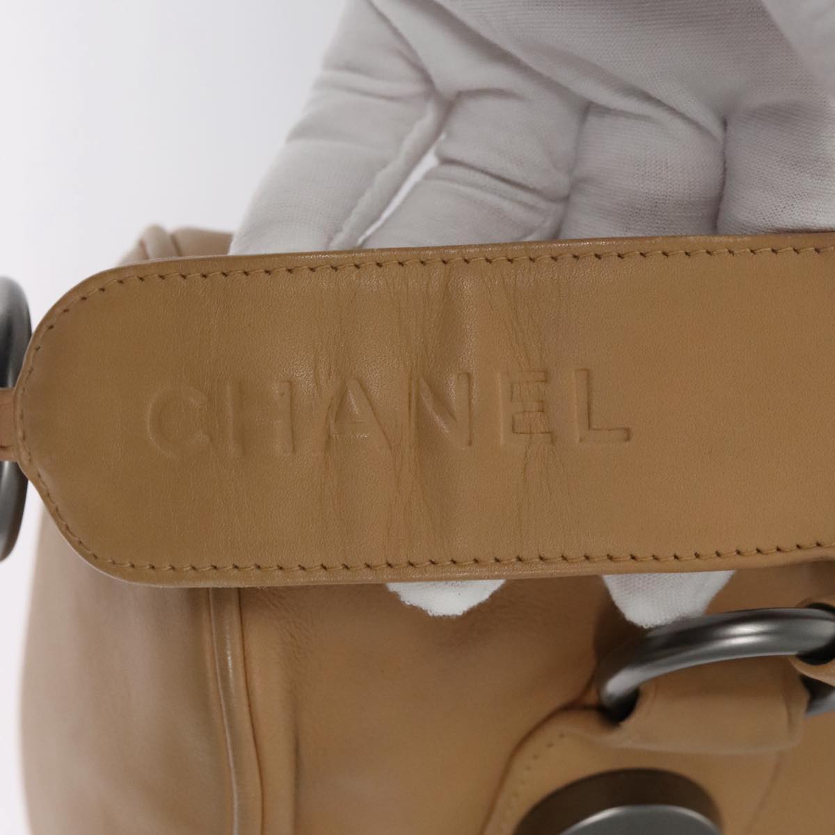 CHANEL Hand Bag Leather Beige CC bs20906
