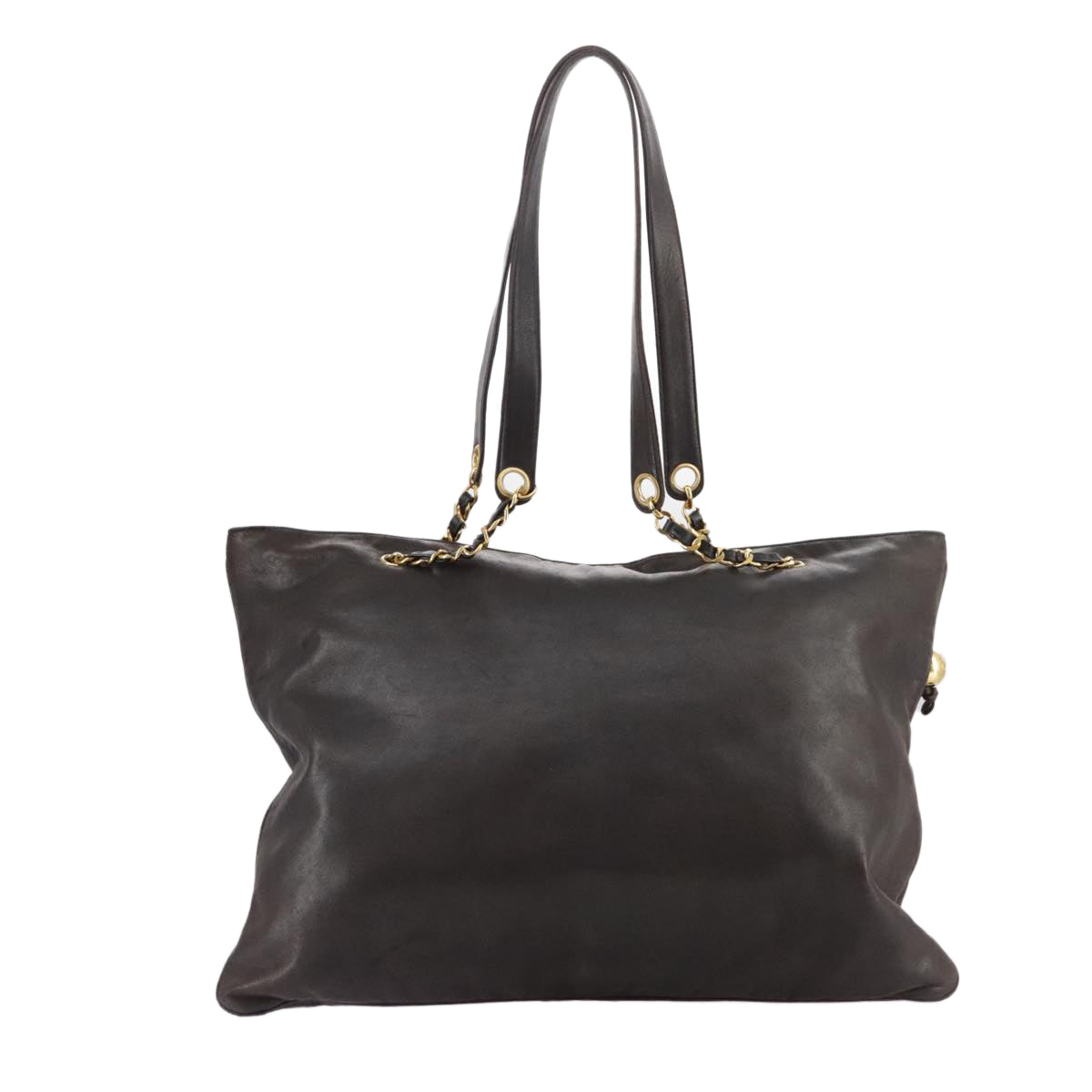 CHANEL COCO Mark Chain Tote Bag Leather Brown CC bs20968