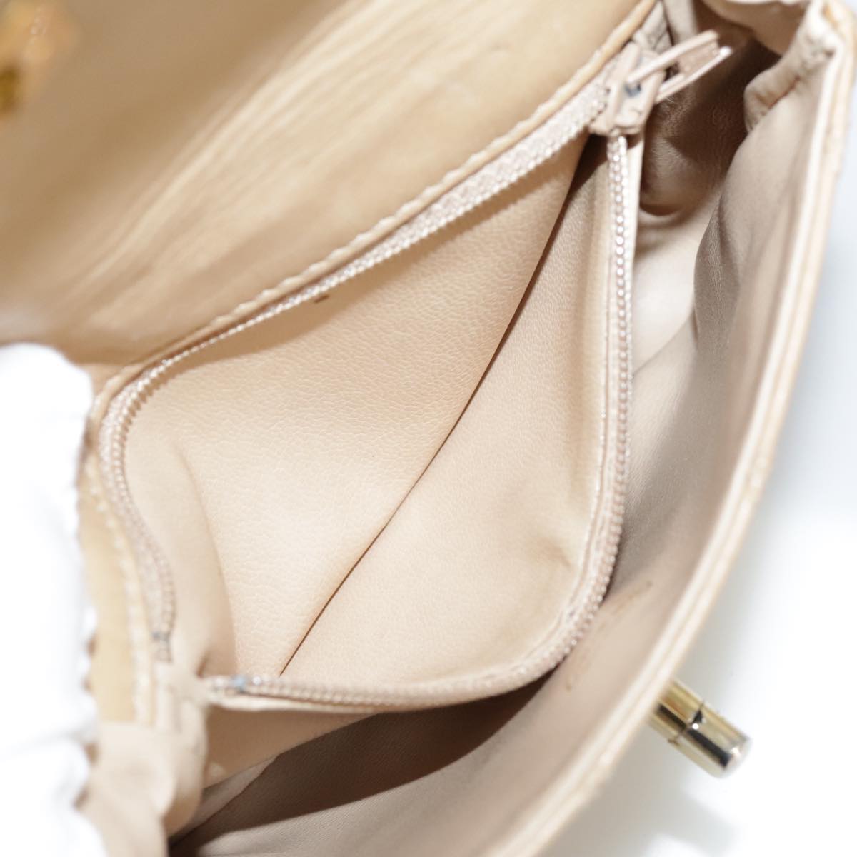 CHANEL Bicolore Waist bag Lamb Skin Beige Gold CC bs21018