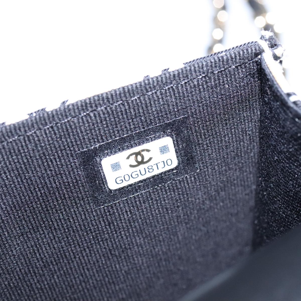 CHANEL Chain Matelasse Checkered Flag Shoulder Bag Canvas Beige CC bs21030A