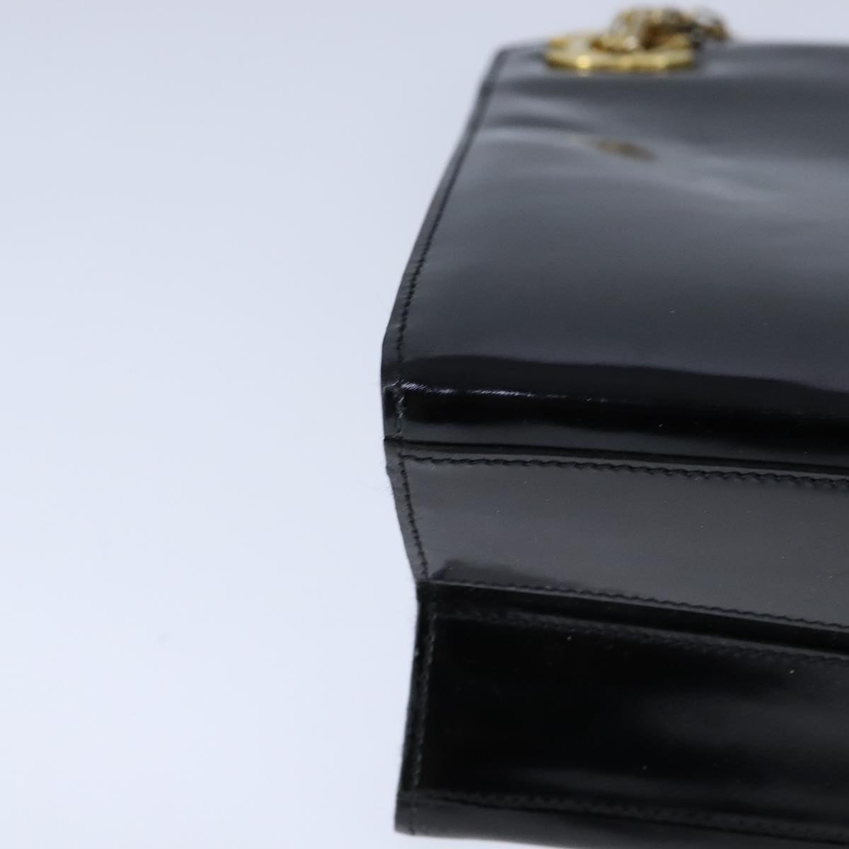 CHANEL Chain Shoulder Bag Patent leather Black Gold CC bs21126
