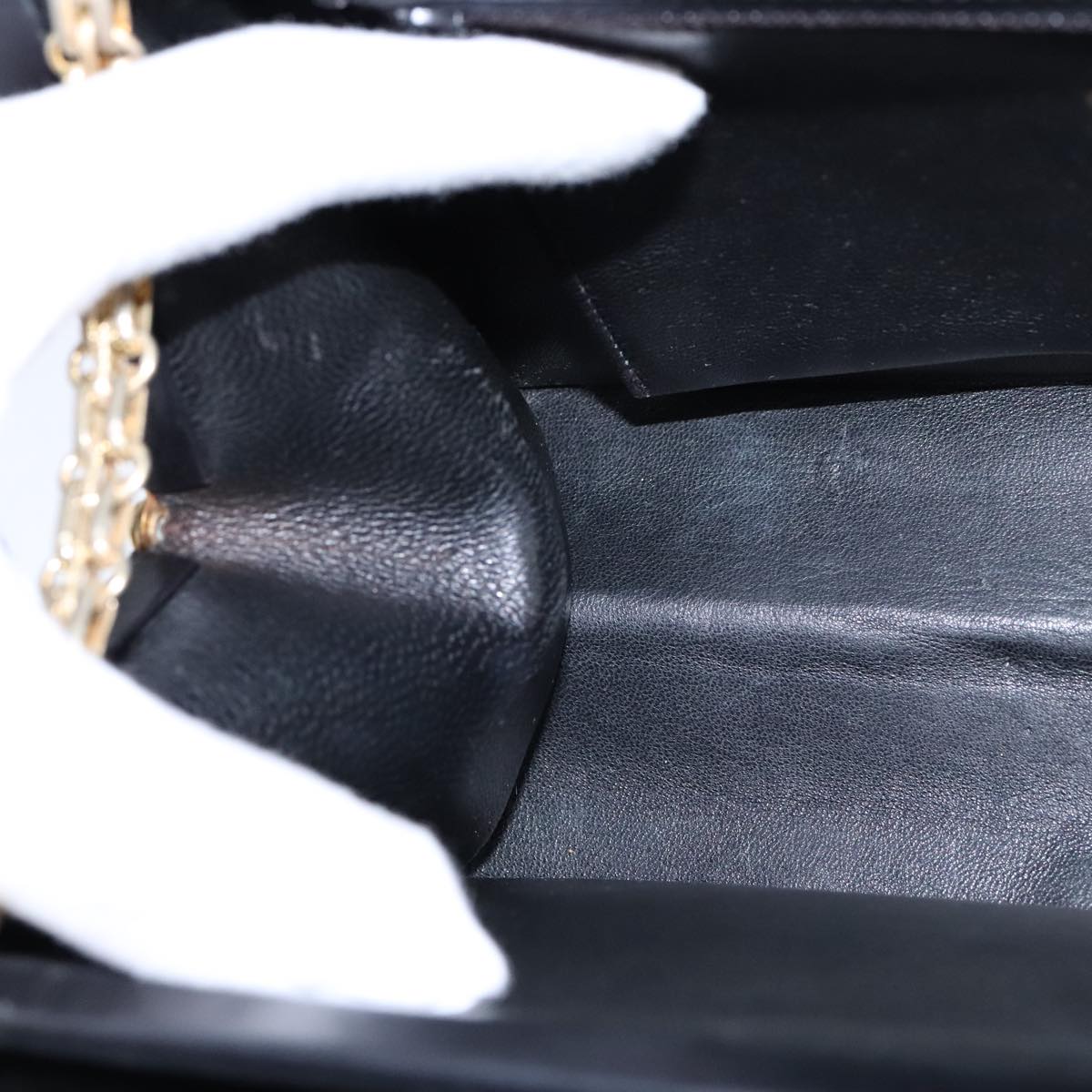 CHANEL Chain Shoulder Bag Patent leather Black Gold CC bs21126