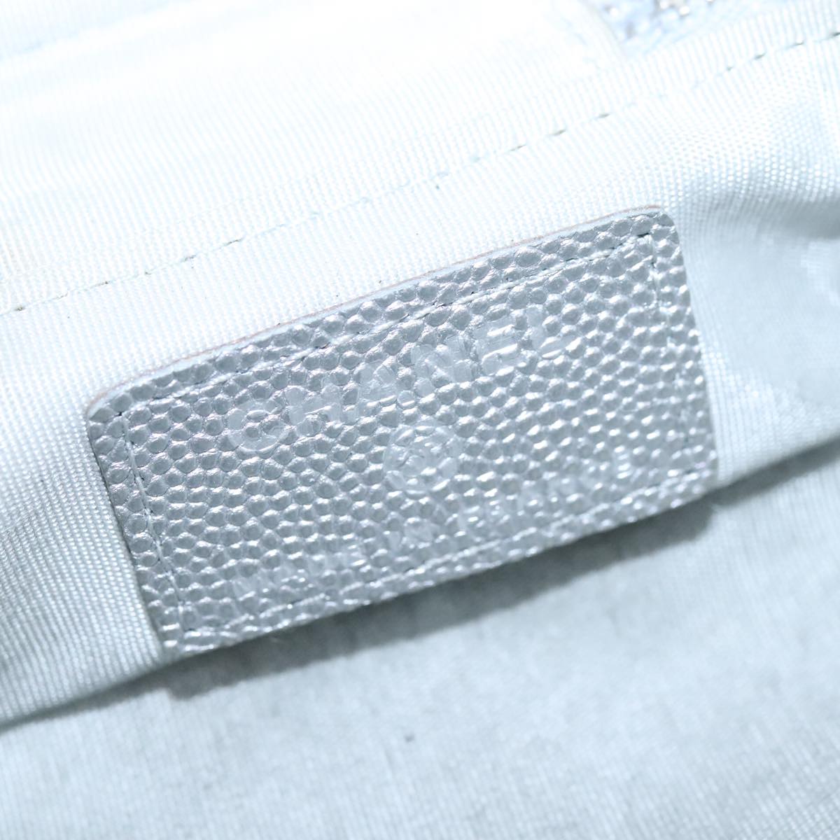 CHANEL Matelasse Hand Bag Caviar Skin 2way Silver CC bs21131