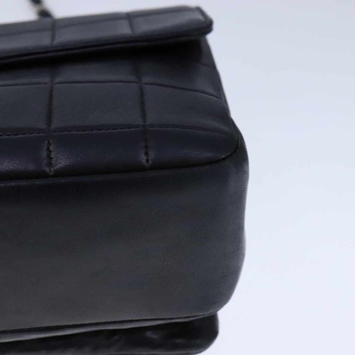 CHANEL Choco Bar Chain Shoulder Bag Lamb Skin Black CC bs21132