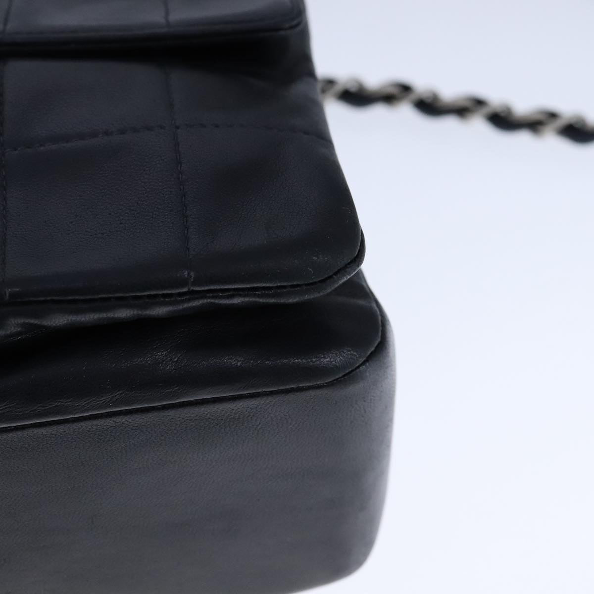 CHANEL Choco Bar Chain Shoulder Bag Lamb Skin Black CC bs21132