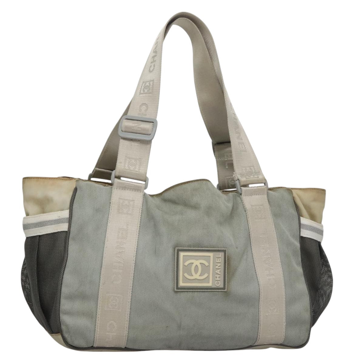 CHANEL Sports Tote Bag Canvas Gray CC bs21195