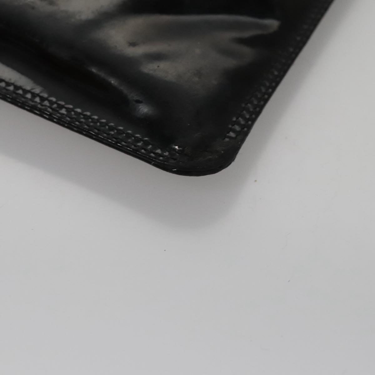 CHANEL Chain Hand Bag Patent Leather Black Silver CC bs21198