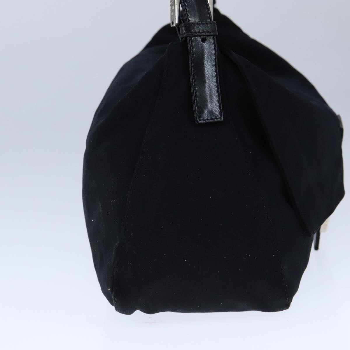 FENDI Mamma Baguette Shoulder Bag Nylon Leather Black Silver bs21311