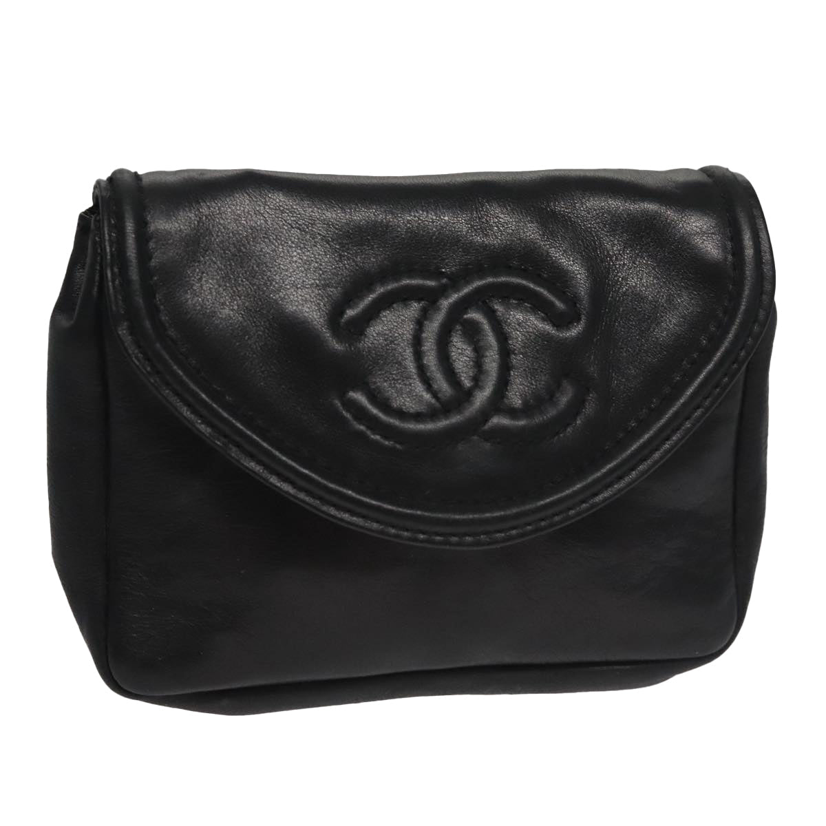 CHANEL Waist bag Lamb Skin Black CC bs21336