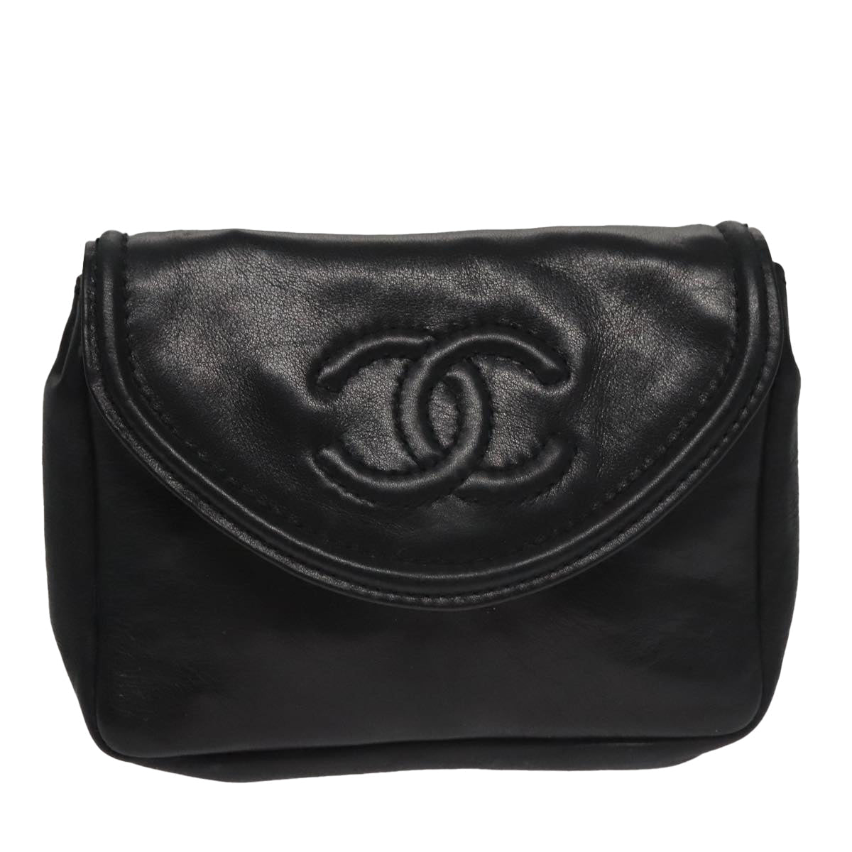 CHANEL Waist bag Lamb Skin Black CC bs21336