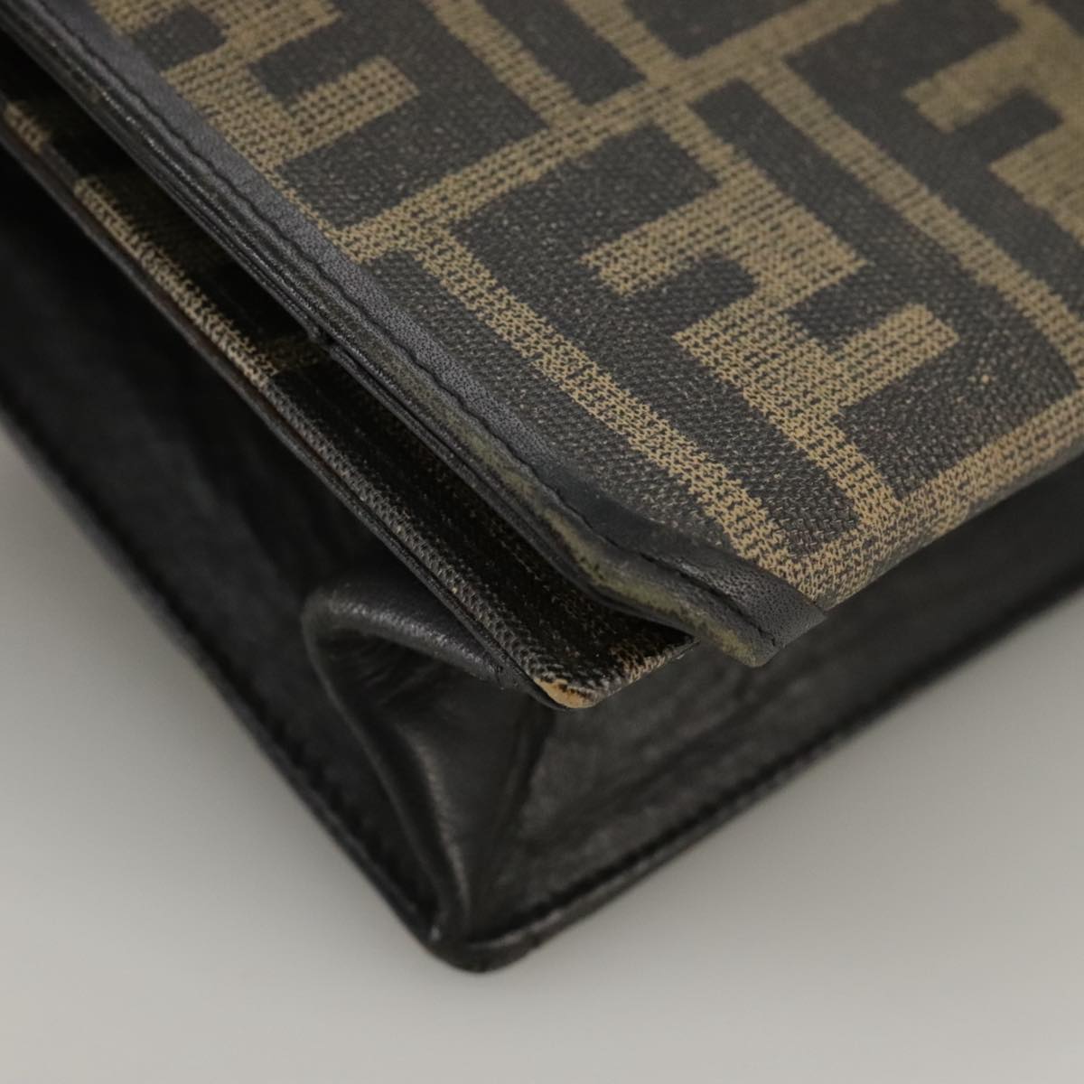FENDI Zucca Canvas Shoulder Bag Brown Black bs21574
